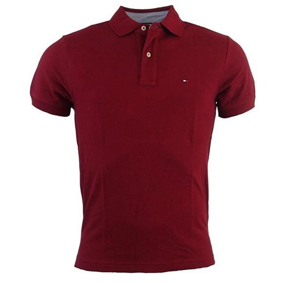 Tommy Hilifiger Men's Classic Fit Short Sleeves Burgundy Polo‎ Shirt - Picture 1 of 6